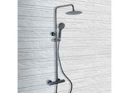  Black Thermostatic shower Round